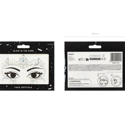 Zilveren Gezicht Stickers Glow In The Dark 15cm van Partydeco koop je bij Partywinkel