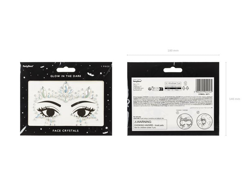 Zilveren Gezicht Stickers Glow In The Dark 15cm van Partydeco koop je bij Partywinkel