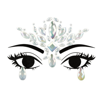 Zilveren Gezicht Stickers Glow In The Dark 9,5cm van Partydeco koop je bij Partywinkel