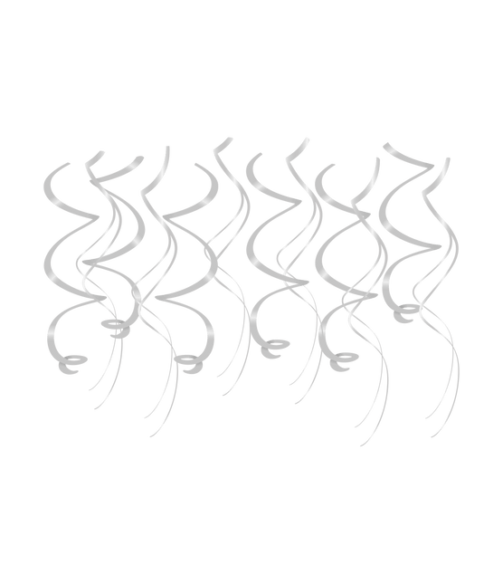 Zilveren Hangdecoratie Swirls 12st van Paper Dreams koop je bij Partywinkel