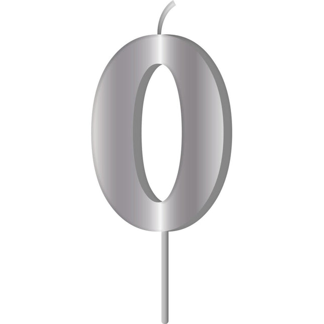 Zilveren Kaars 0 Jaar 7cm van Folat koop je bij Partywinkel