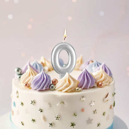 Zilveren Kaars 0 Jaar Metallic 8cm van Fiestas Guirca koop je bij Partywinkel