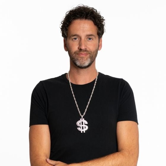 Zilveren Ketting Dollar van Partychimp koop je bij Partywinkel