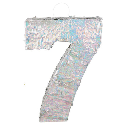 Zilveren Pinata 7 Jaar Holografisch 40cm van Boland koop je bij Partywinkel