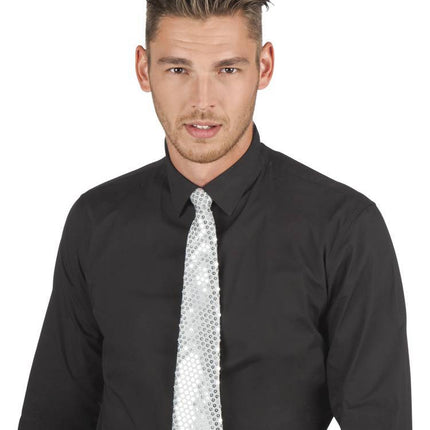 Zilveren Stropdas Glitter van Boland koop je bij Partywinkel