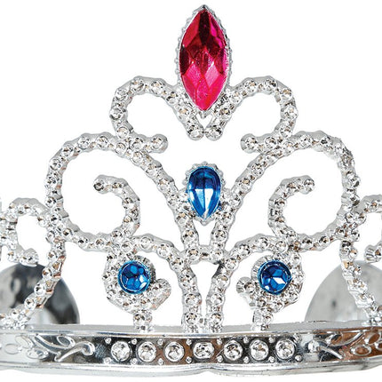 Zilveren Tiara Kind Met Edelstenen van Fiestas Guirca koop je bij Partywinkel