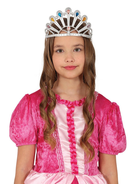 Zilveren Tiara Met Edelstenen van Fiestas Guirca koop je bij Partywinkel