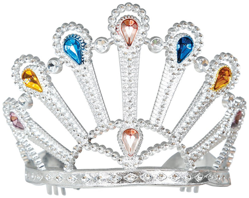 Zilveren Tiara Met Edelstenen van Fiestas Guirca koop je bij Partywinkel