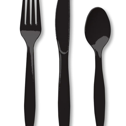Zwart Bestek Plastic 24st van Creative Converting koop je bij Partywinkel