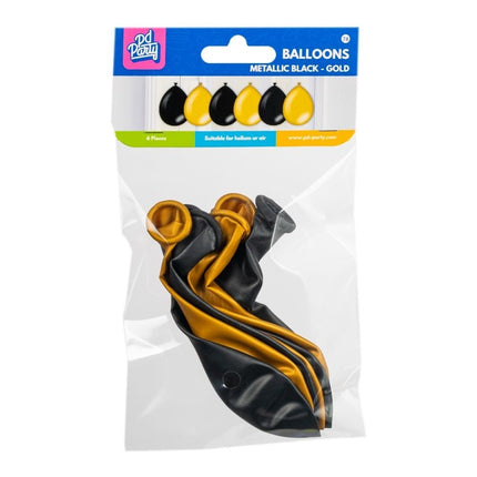 Zwart Gouden Ballonnen Metallic 30cm 6st van Paper Dreams koop je bij Partywinkel