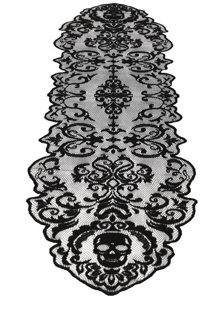 Zwart Halloween Tafelkleed Kant 180cm van Fiestas Guirca koop je bij Partywinkel