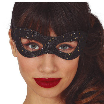 Zwart Oogmasker Goud Ster van Fiestas Guirca koop je bij Partywinkel