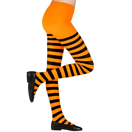 Zwart Oranje Panty Kind Gestreept van Widmann koop je bij Partywinkel