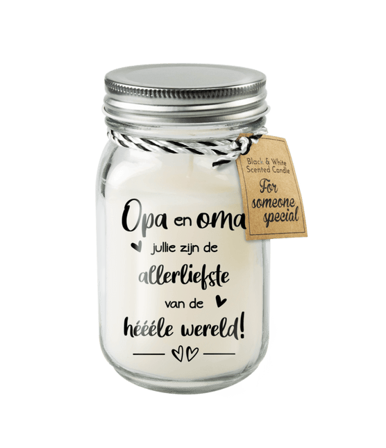 Zwart Witte Geurkaars Opa En Oma van Paper Dreams koop je bij Partywinkel