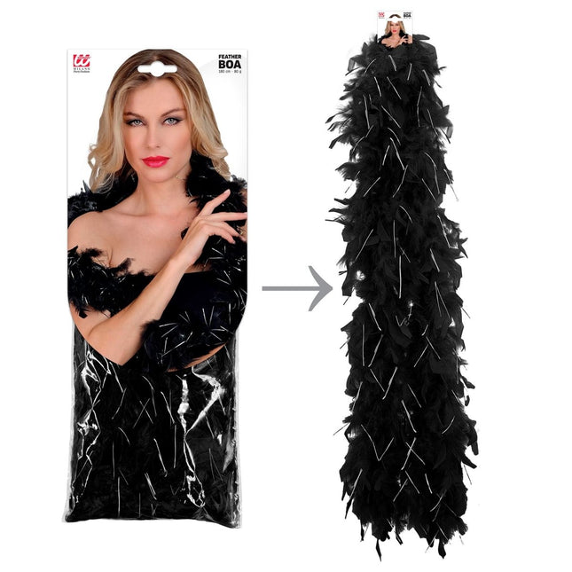 Zwart Zilveren Boa 1,8m van Widmann koop je bij Partywinkel