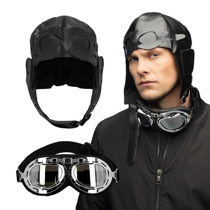 Zwarte Accessoireset Piloot 2 delig van Boland koop je bij Partywinkel