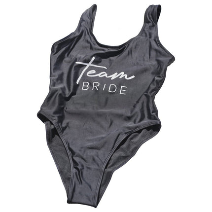 Zwarte Badpak Team Bride Maat M van Ginger Ray koop je bij Partywinkel