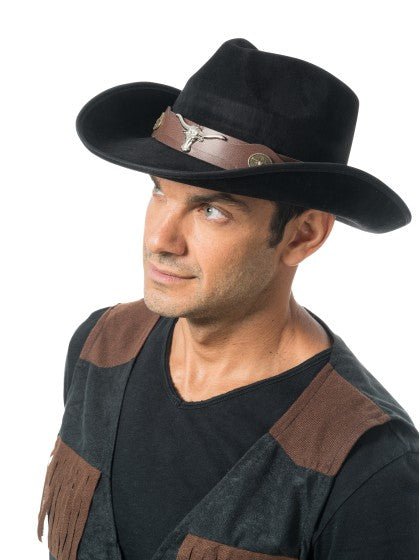 Zwarte Cowboyhoed met Stierenkop One Size van CHAKS koop je bij Partywinkel