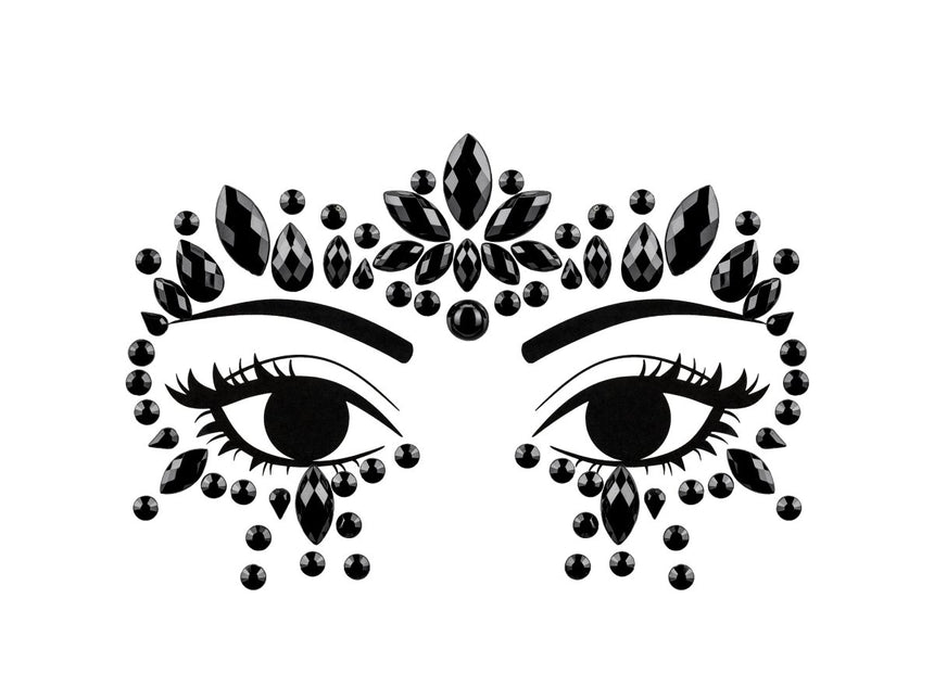 Zwarte Gezicht Stickers Kristallen 15cm van Partydeco koop je bij Partywinkel