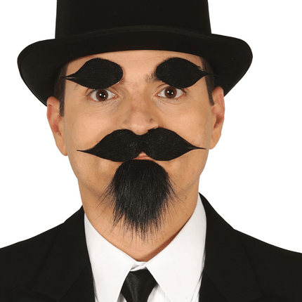 Zwarte Gezichtbeharings Set 4 delig van Fiestas Guirca koop je bij Partywinkel