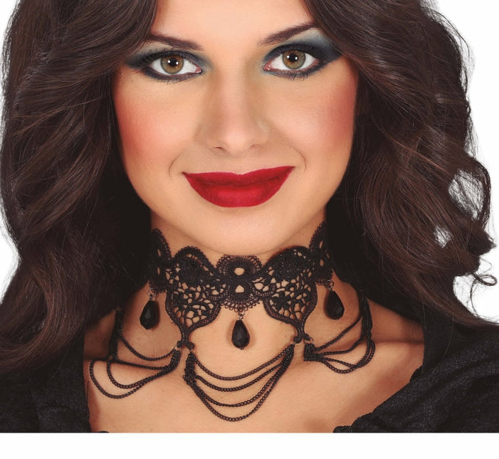 Zwarte Ketting Kant En Stenen van Fiestas Guirca koop je bij Partywinkel