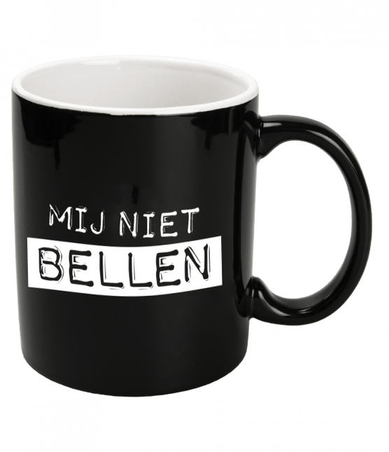 Zwarte Mok Mij Niet Bellen 12cm van Paper Dreams koop je bij Partywinkel