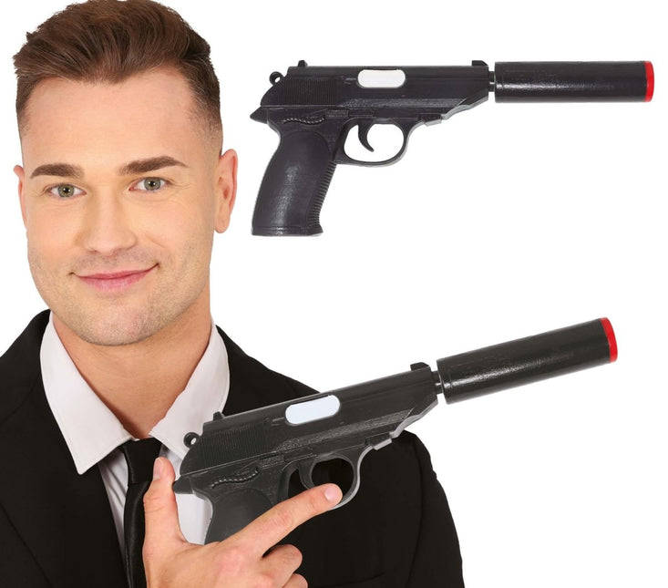 Zwarte Nep Pistool 25cm van Fiestas Guirca koop je bij Partywinkel