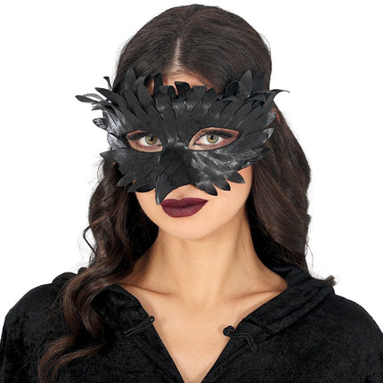 Zwarte Oogmasker Zwart Met Veren van Fiestas Guirca koop je bij Partywinkel