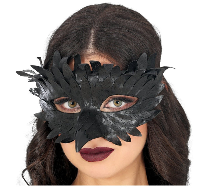 Zwarte Oogmasker Zwart Met Veren van Fiestas Guirca koop je bij Partywinkel