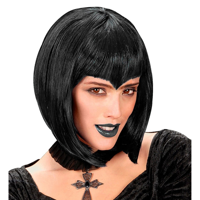 Zwarte Pruik Ghotic Wampir van Widmann koop je bij Partywinkel