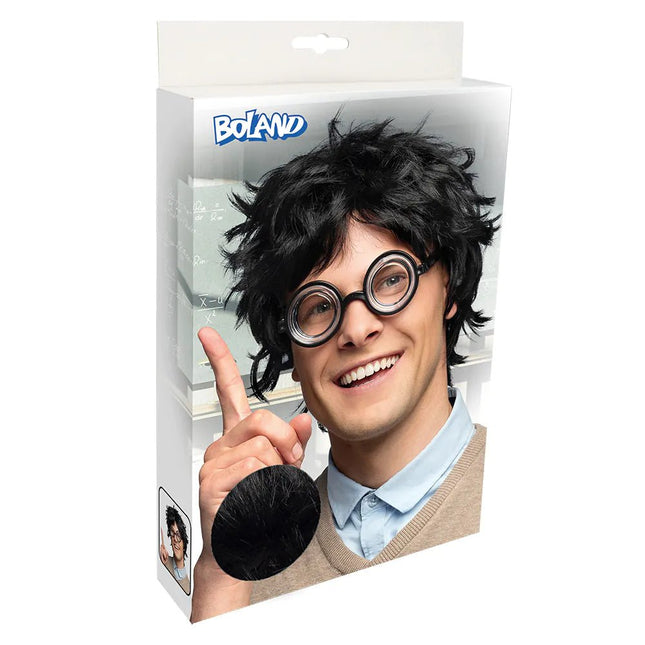 Zwarte Pruik Nerd van Boland koop je bij Partywinkel