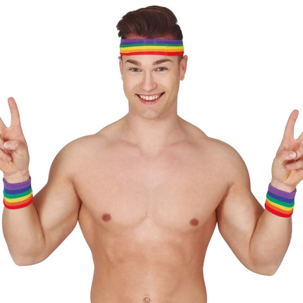 Zweetbandjes Meerkleurig Set 3 delig van Fiestas Guirca koop je bij Partywinkel