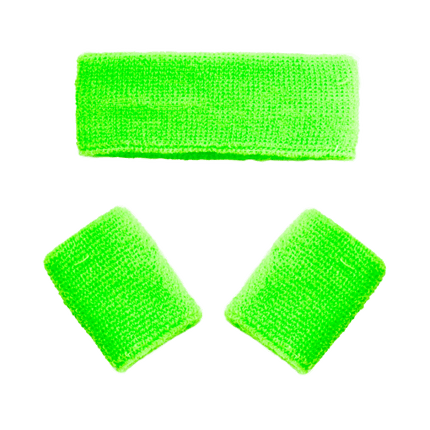 Zweetbandjes Neon Groen 3st van Partychimp koop je bij Partywinkel