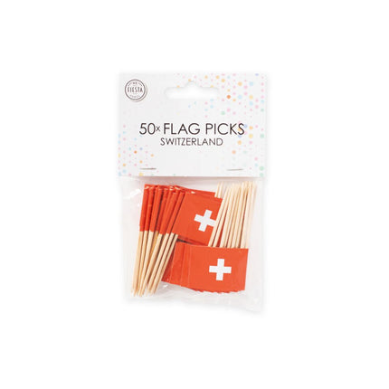 Zwitserland Cocktailprikkers Zwitserland 6cm 50st van WeFiesta koop je bij Partywinkel